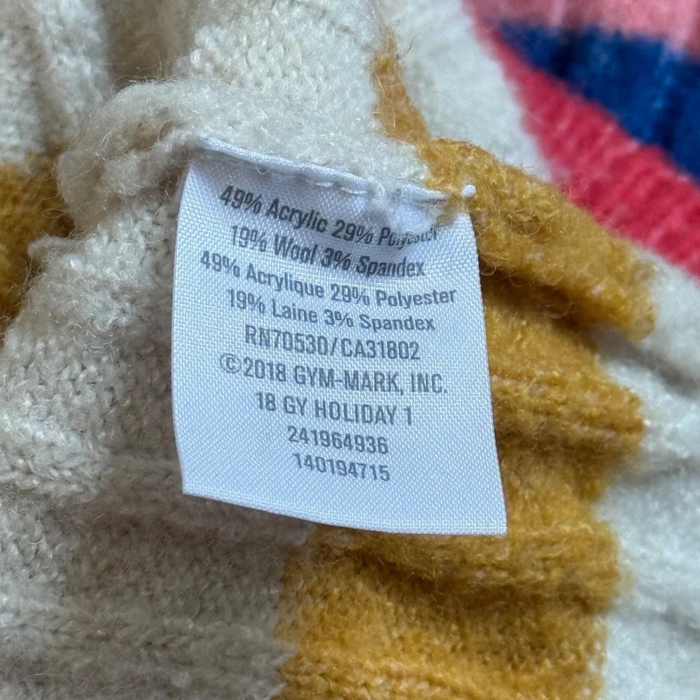 EUC Kids Girls striped Gymboree colorful wool blend sweater stretch size M 7-8